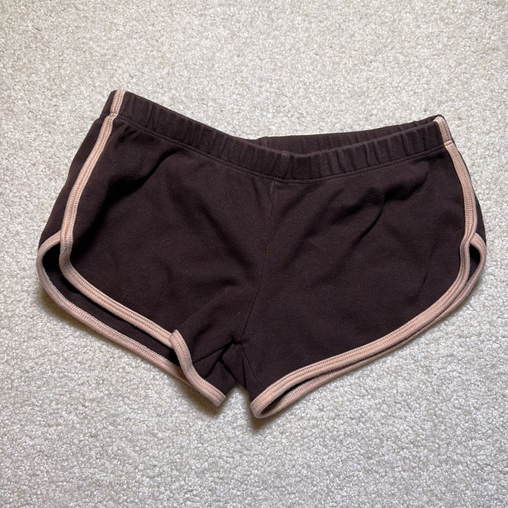 American Apparel Classic Girl Shorts XS Brown with tan trim
